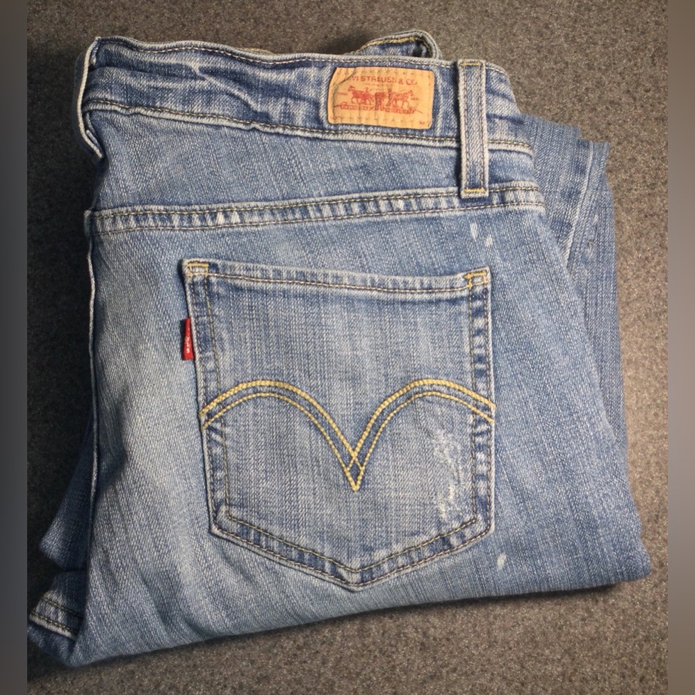 Levi's 524 Too Superlow Bootcut Jeans Womens 9 Medium 32x31 Distressed Stretch